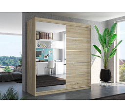 Tolóajtós szekrény tükörrel OLIVER 200 Sonoma+Sonoma