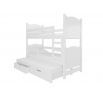 Háromszemélyes emeletes ágy matracokkal LETICIA White