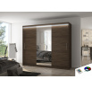 Tolóajtós szekrény tükörrel és LED világítással DENIS 250 Choco+Choco