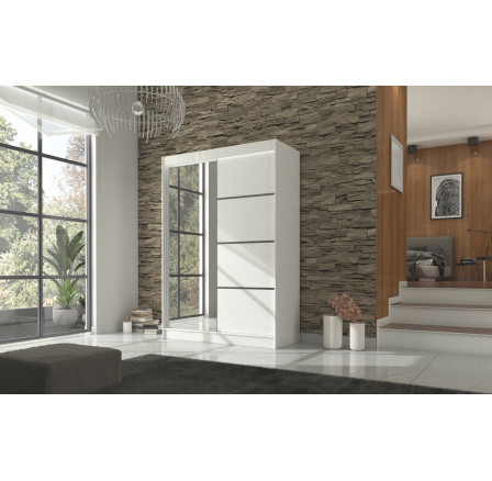 Tolóajtós szekrény tükörrel GILTON 150 Fehér+Fehér