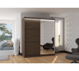 Tolóajtós szekrény tükörrel és LED világítással VIKI 180 Choco+Choco