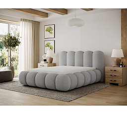 Oloroso ágy 160x200 fémvázzal és ágyneműtartóval, szürke bouclé Royal 04