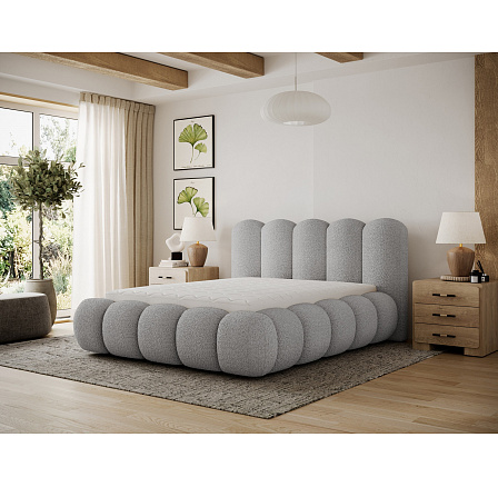 Oloroso ágy 160x200 fémvázzal és ágyneműtartóval, szürke bouclé Royal 04 Oloroso ágy 160x200 fémvázzal és ágyneműtartóval, szürke bouclé Royal 04