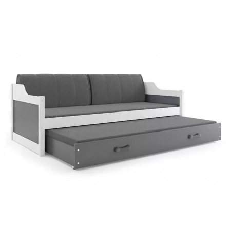 DAWID PODWÓJNE RAMA BIAŁY WYPEŁNIENIA GRAFIT SZUFLADA GRAFIT 90 X 200 KPL