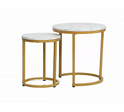 HOLA konferencia asztal, fehér márvány hatás/arany