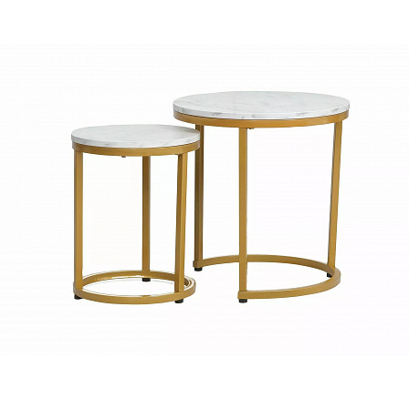 HOLA konferencia asztal, fehér márvány hatás/arany