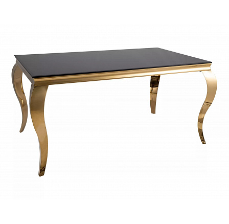 PRINCE étkezőasztal, Fekete üveg/Arany
