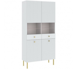 VIENA 4D vitrinszekrény, Fehér/Arany