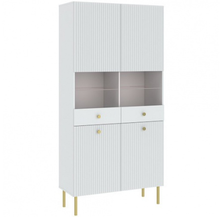 VIENA 4D vitrinszekrény, Fehér/Arany