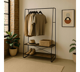 Wieszak Do Przedpokoju JOEL 100 cm z Półkami Dąb Rustykalny/Czarny