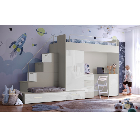 Vyvýšená postel PARADISE 5, Kašmír/Bílá Lesk