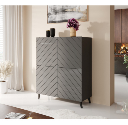 ABETO komód 100, matt grafit/fényes grafit