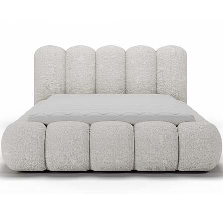 Oloroso ágy 180x200 fémvázzal és ágyneműtartóval, fehér bouclé Royal 01 1