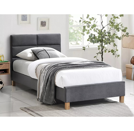 SIERRA Velvet ágy, 90x200 cm, szürke Aksamit 150