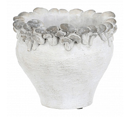 Virágtartó - gombás peremű, beton, M méret, krémfehér