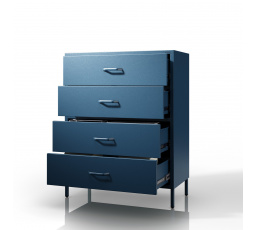 Modern CARLA kék fém komód szekrény, 800 x 1015 x 400 mm
