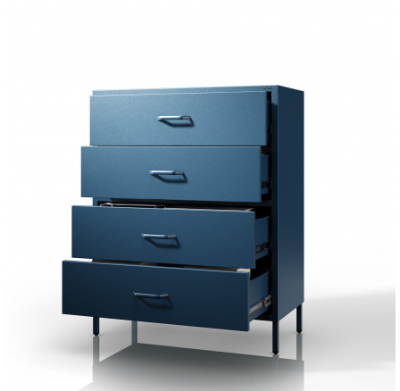 Modern CARLA kék fém komód szekrény, 800 x 1015 x 400 mm