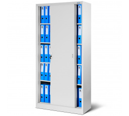 Fém irodai szekrény tolóajtókkal KUBA, 900 x 1850 x 400 mm, szürke