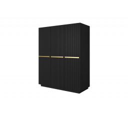Šatní skříň Nicole, černý mat / zlaté úchyty