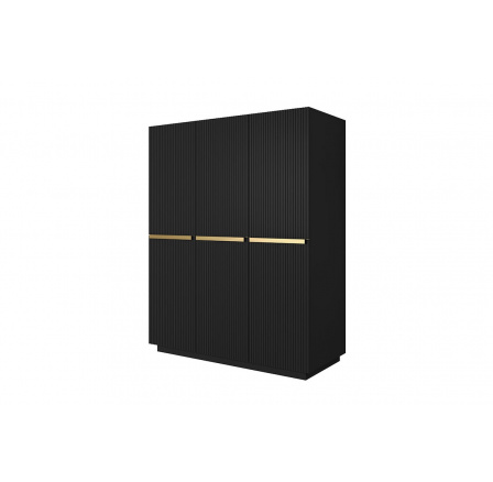 Šatní skříň Nicole, černý mat / zlaté úchyty