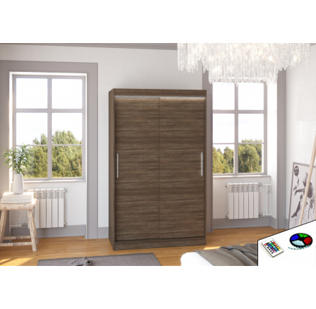 Tolóajtós szekrény LED világítással COLLIN 120 Choco+Choco