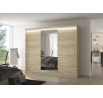 Tolóajtós szekrény tükörrel és LED világítással DENIS 250 Sonoma+Sonoma