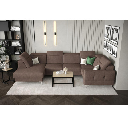 NAROŻNIK TAPICEROWANY MALIBU MAX II 180x350x182 CM - Odcienie brązowego , Strona prawa