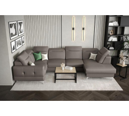 NAROŻNIK MALIBU MAX II 180x350x182 CM SKÓRA NATURALNA - Skóra szara , Strona lewa