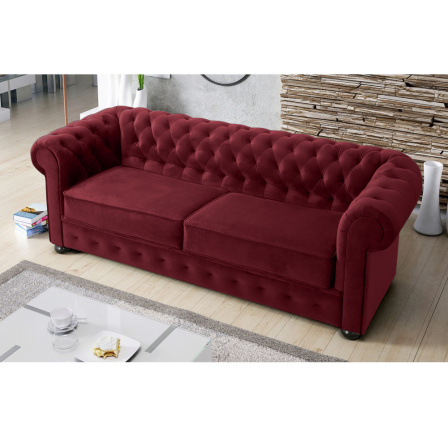 SOFA DWUOSOBOWA MANCHESTER II 188 CM - Sofa bez funkcji spania , Odcienie bordowego