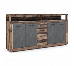 Komoda BLAGO 190 cm Ciemny Dąb/Czarny