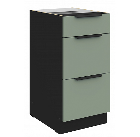 Dolní skříňka ARIA - 40 D 3S BB, Černá/Aquamarine