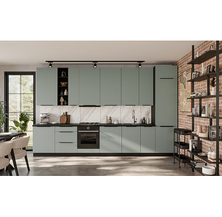 Kuchyňská linka ARIA - 390 cm, Černá/Aquamarine