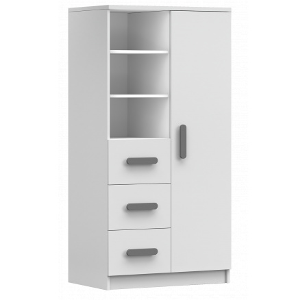 80 3S1D SMYK I polc - 05, Fehér Matt/Fehér/Szürke