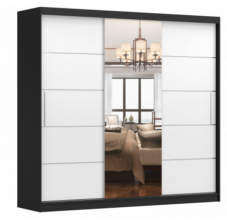 MULTI 23 Gardróbszekrény, Fekete/Fehér