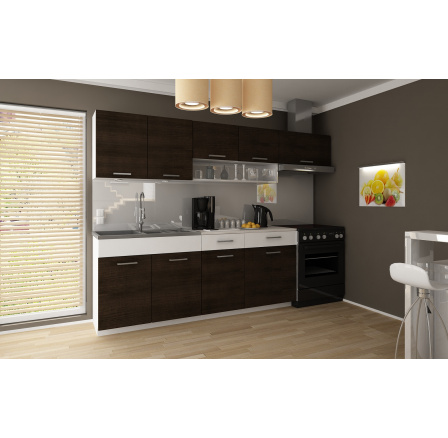 Kuchyňská linka Tatius 240/180 wenge/bílý pruh Kuchyňská linka Tatius 240/180 wenge/bílý pruh