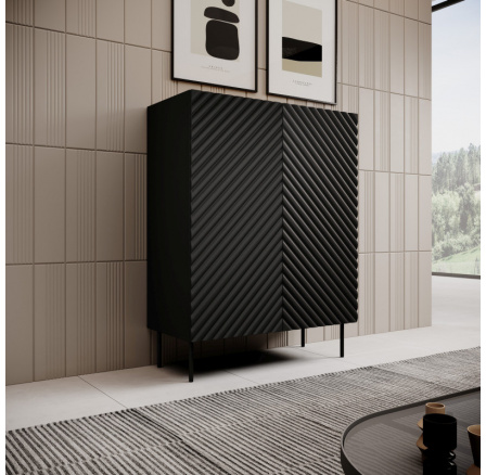 ONDA 2D komód, fekete/ artisan tölgy