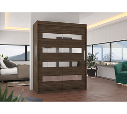 Tolóajtós szekrény tükörrel BALTIC 150 Choco+Choco