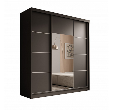 Keri 200 Gardróbszekrény Fekete+Ezüst