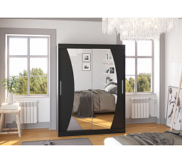 Tolóajtós szekrény tükörrel MODESTO 150 Fekete+Fekete