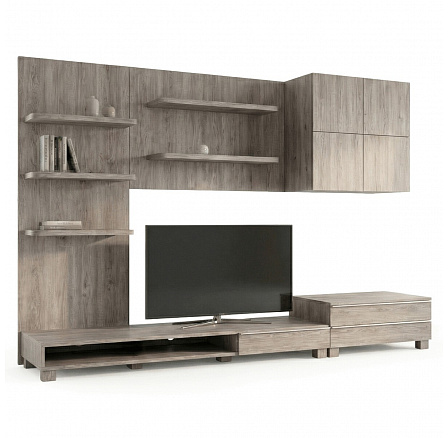 Obývací stěna 300x59x210cm, mdf, hnědá, 9HQ08