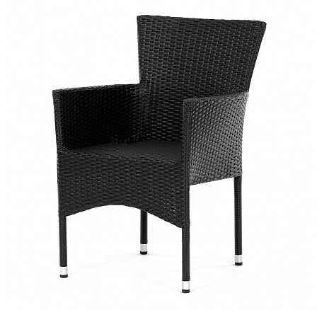 Zahradní židle, kov, polyratan, černá, AZC-S2117 BK