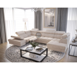 NAROŻNIK GALAXY MAX II RELAX Z FUNKCJĄ SPANIA 215x350x170 - Odcienie beżu , lewa