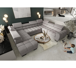 NAROŻNIK ROZKŁADANY ASPEN MAX I 265x350x225 CM - prawa , Odcienie szarości