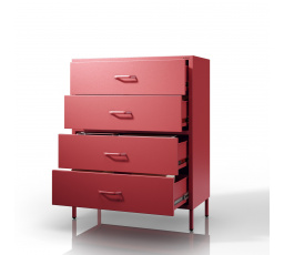 Modern CARLA piros fém komód, 800 x 1015 x 400 mm