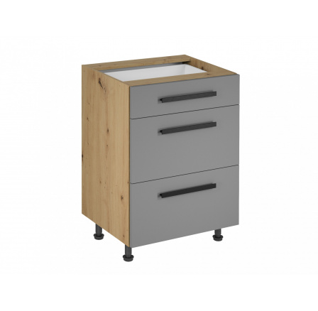 Konyhai alsó szekrény Langen D60S3, bézs/tölgy artisan