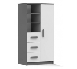 Polc 80 3S1D SMYK II - 05, Szürke/Fehér/Szürke