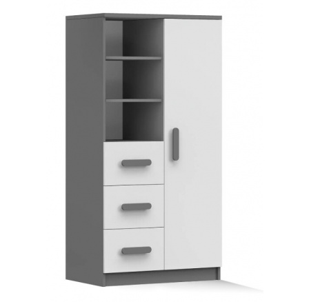 Polc 80 3S1D SMYK II - 05, Szürke/Fehér/Szürke