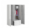 Šatní skříň SID 4d3s, Bílá/Bílý lesk