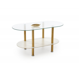 DUCAT dohányzóasztal, fehér márvány hatás / arany