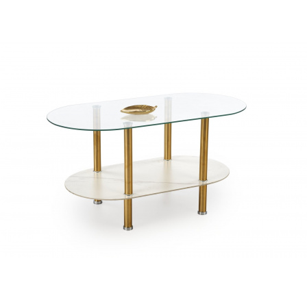 DUCAT dohányzóasztal, fehér márvány hatás / arany